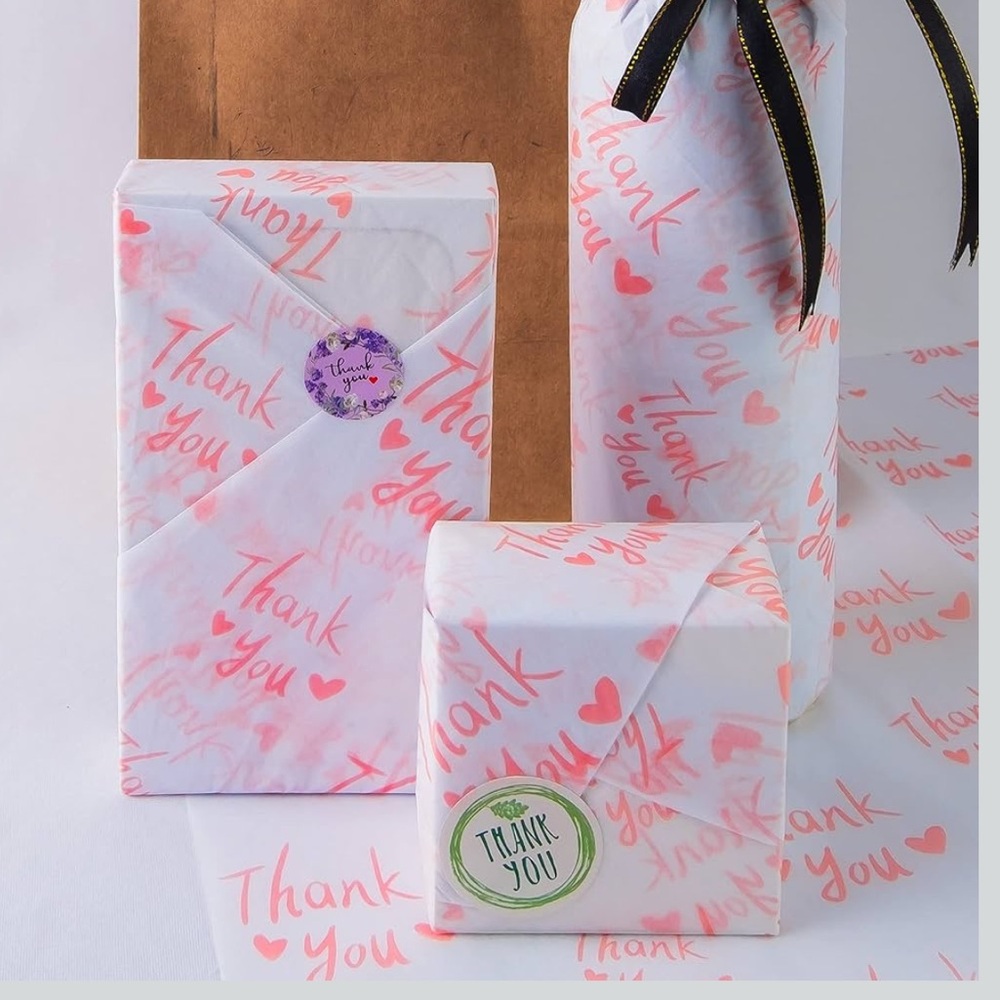White and Pink Tissue Thank you  Paper New